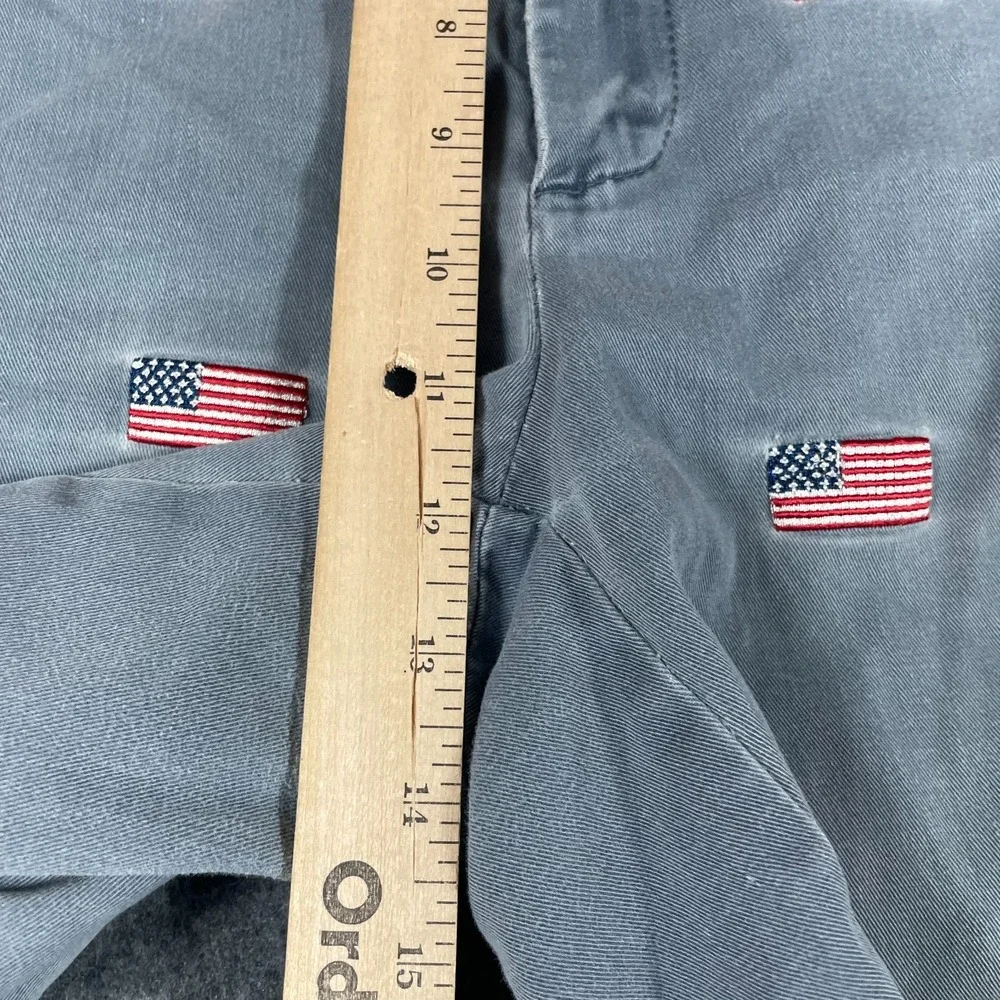 Orivis Shorts Mens 40 Blue Faded Flat Front USA Flag Embroidered Retro‎ Fishing